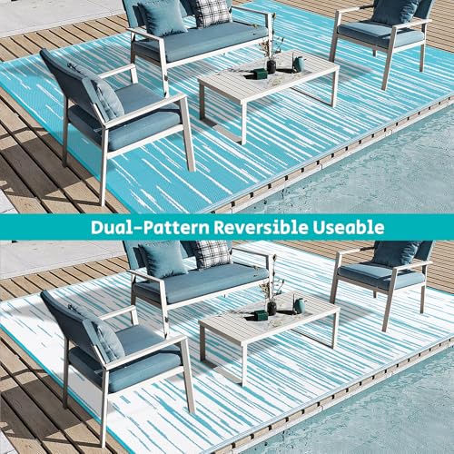 HEBE Outdoor Rug 6' x 9' Waterproof for Patios Clearance, Reversible Plastic Straw Rug Camping Carpet, Indoor Outdoor Area...