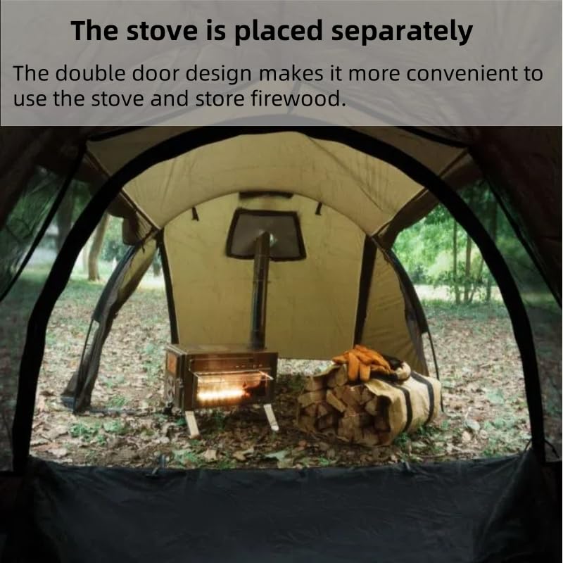 Hot Tent with Stove Jack – 4 Season Waterproof & Windproof Shelter for 1–4 People, Lightweight for Camping, Hiking, Huntin...