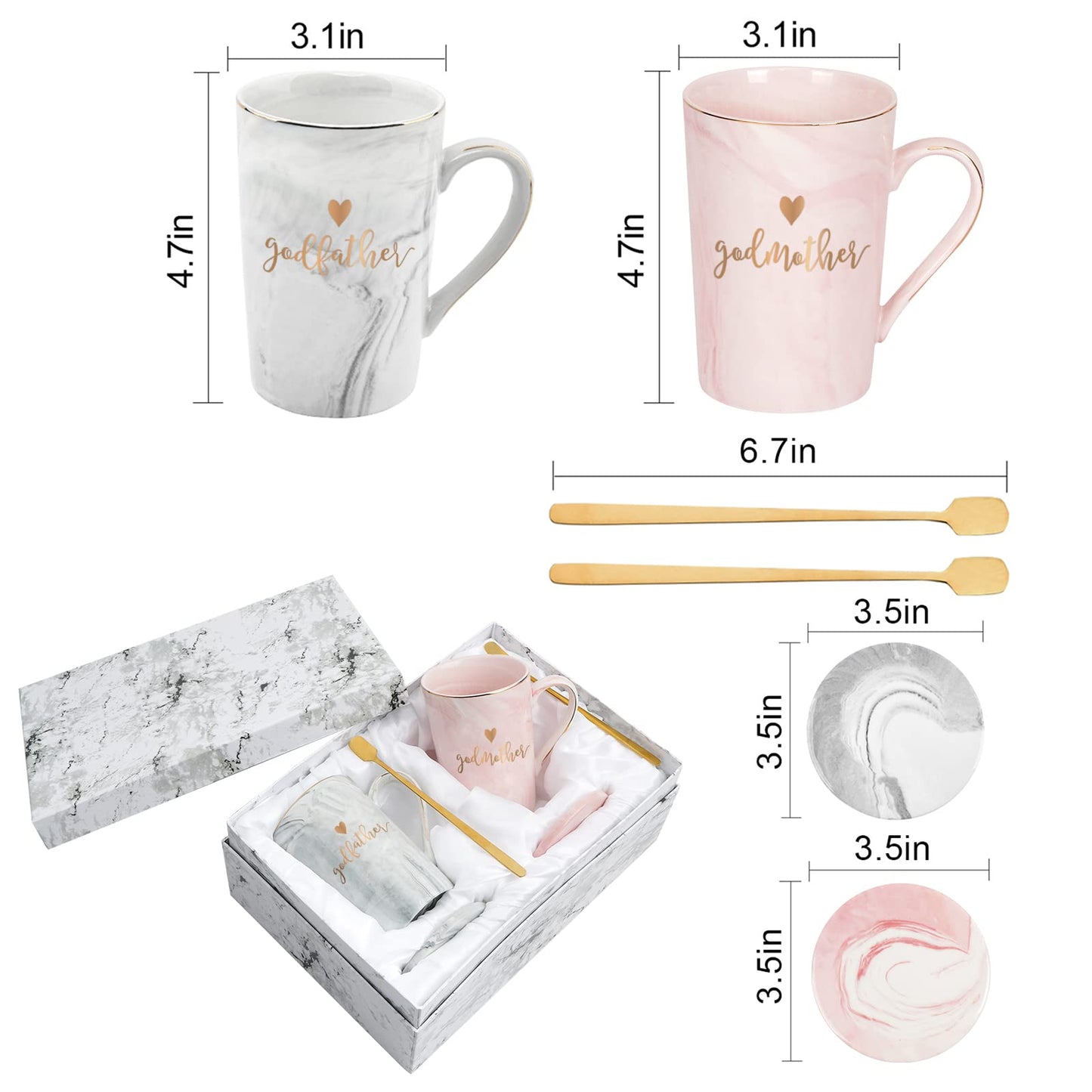YHRJWN - Godparents Proposal Gift, Godmother Godfather Coffee Mug, God Parents Presents Gifts from Godchild, Godparents Gifts for Birthday Christmas Anniversary Pregnancy Baptism14 Oz with Gift Box