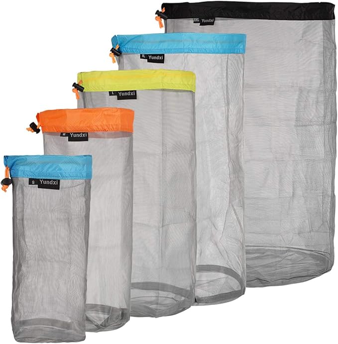 Yundxi Ultra Light Stuff Sacks Nylon Mesh Drawstring Storage Bag S M L XL XXL for Camping Travel Hiking Outdoor Sports