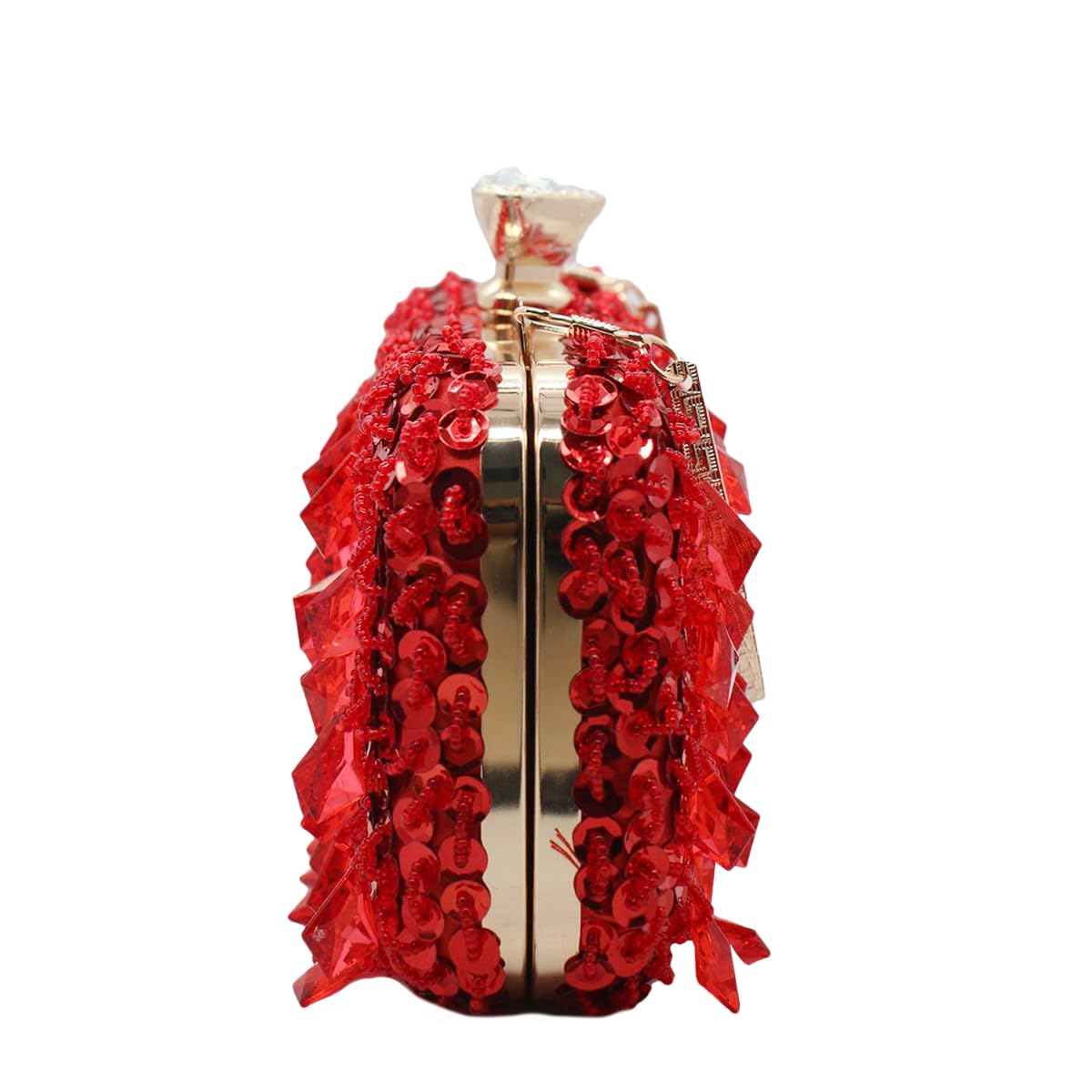RomanticDesign Women Bling Evening Bag Fashion Embroidered Beaded Sequin Clutch Cocktail Wedding Party Purse, Red