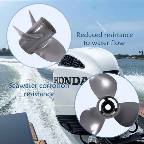 PropelTech Aluminum 12 1/4x9 Outboard Boat Propeller fit Honda Engines 35-60 Hp 13 Spline Tooth, OEM Parts No. 59130-ZV5-009AH,Rh