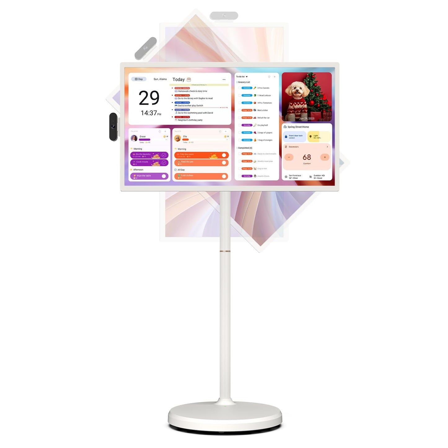 ApoloSign 32 inch FHD Smart Portable TV Gen2, 16G +128G Storage, Android OS, 15000mAh, Rolling TV on Wheels with Rotatable Touch Screen, Built-in Battery, Full Swivel Rotation, Voice Remote