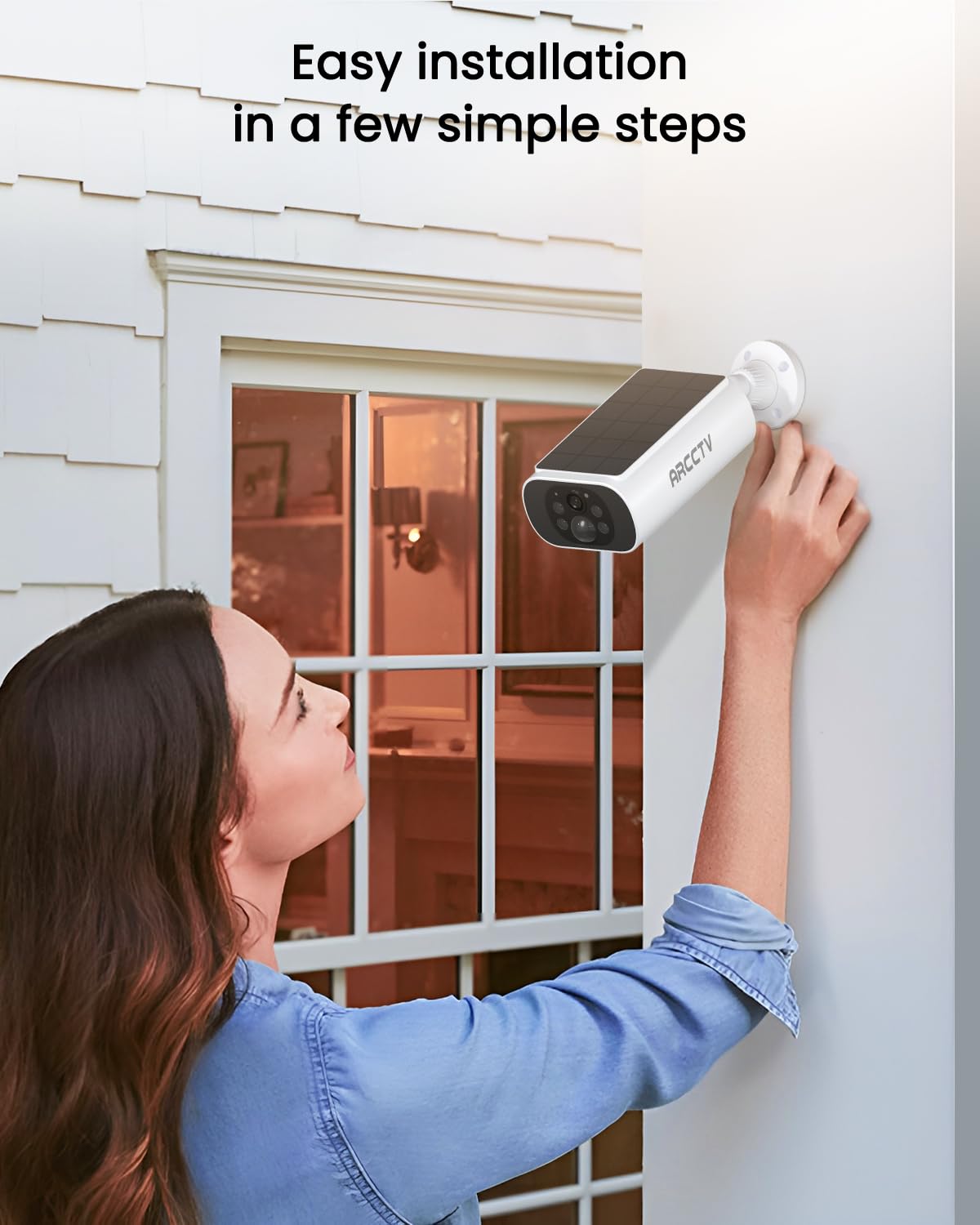 ARCCTV Solar Security Cameras Wireless Outdoor, 4 Cam-Kit, 4MP Solar Security Camera Wireless System, Color Night Vision, Motion Detection, No Monthly Fee, 64GB Memory Card