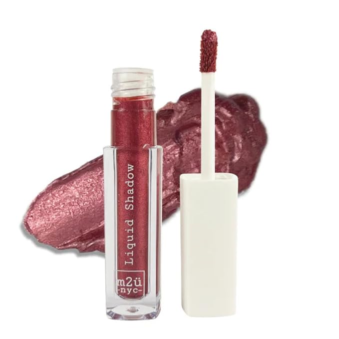 M2U NYC (Burgundy Rose Liquid Eyeshadow – Quick Drying Liquid Eye Shadow with One Swipe Pigment Coverage – Long Lasting, Buildable & Blendable Crease Proof Formula – Shimmer Finish