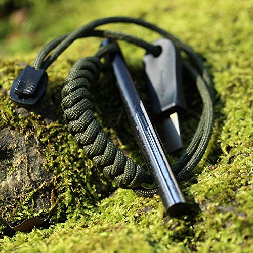 bayite 4 Inch Survival Ferrocerium Drilled Flint Fire Starter, Ferro Rod Kit with Paracord Landyard Handle and Striker, ...