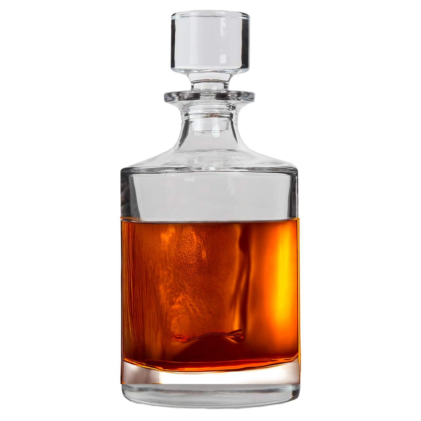 Lily's Home Glass Decanter for Whiskey, Bourbon, Brandy, Wine or Any Other Liquor or Beverage. With a Glass Stopper. Round, Stylish and Functional Piece (26 Ounces) Clear