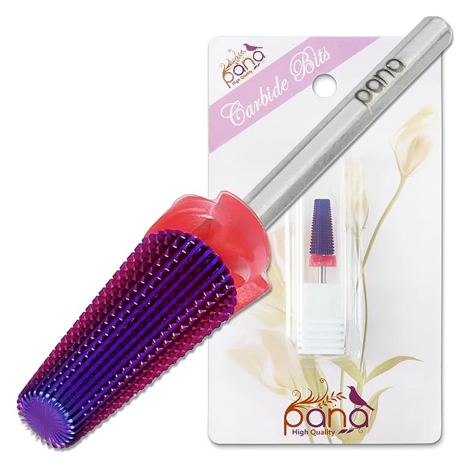 PANA 3/32" Shank 5-in-1 Nail Carbide Bit - (Triple Coarse - Fine Grit, Purple) - Two Way Rotate use for Both Left and Right Handed Fast Remove Acrylic or Hard Gel