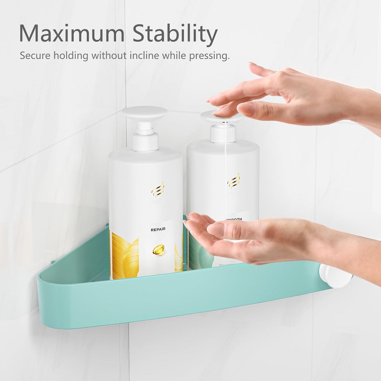 Sotfamily Shower Caddy Corner, 2 Pack Adhesive Corner Shower Shelves for Bathroom Organizers and Storage, Rust Free Plastic Rack for Bathroom Accessories & Decor, Turquoise