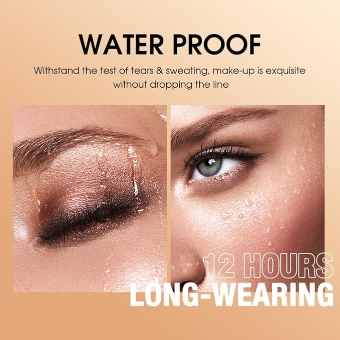 Orange Brown Eyeshadow Stick Makeup, Long-Lasting Waterproof Eye Shadow Pencil, Hypoallergenic Smudge-Proof Glitter Primer Palette Shimmer Eyeliner, Easy to Blend Eye Make Up