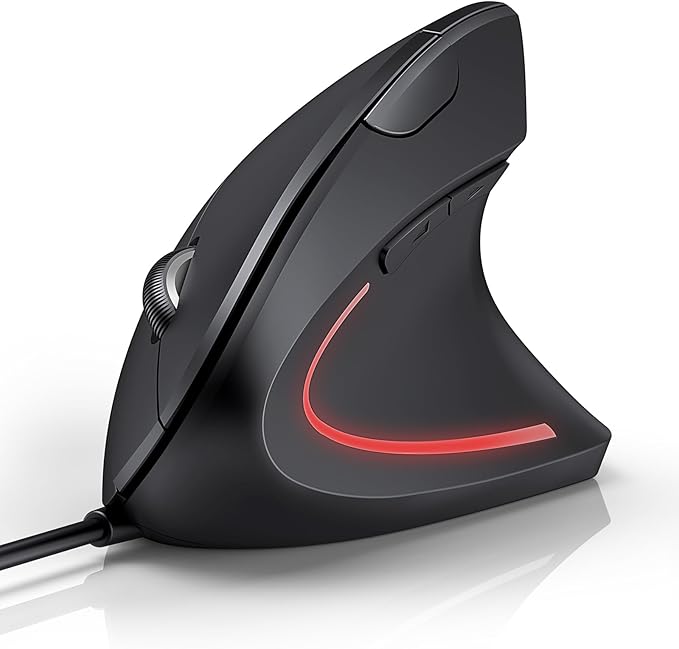 TECKNET Wired Mouse, 6400 DPI Ergonomic Mouse 6 Buttons Silent Mice 4 Adjustable DPI Vertical Mouse Compatible with Window...