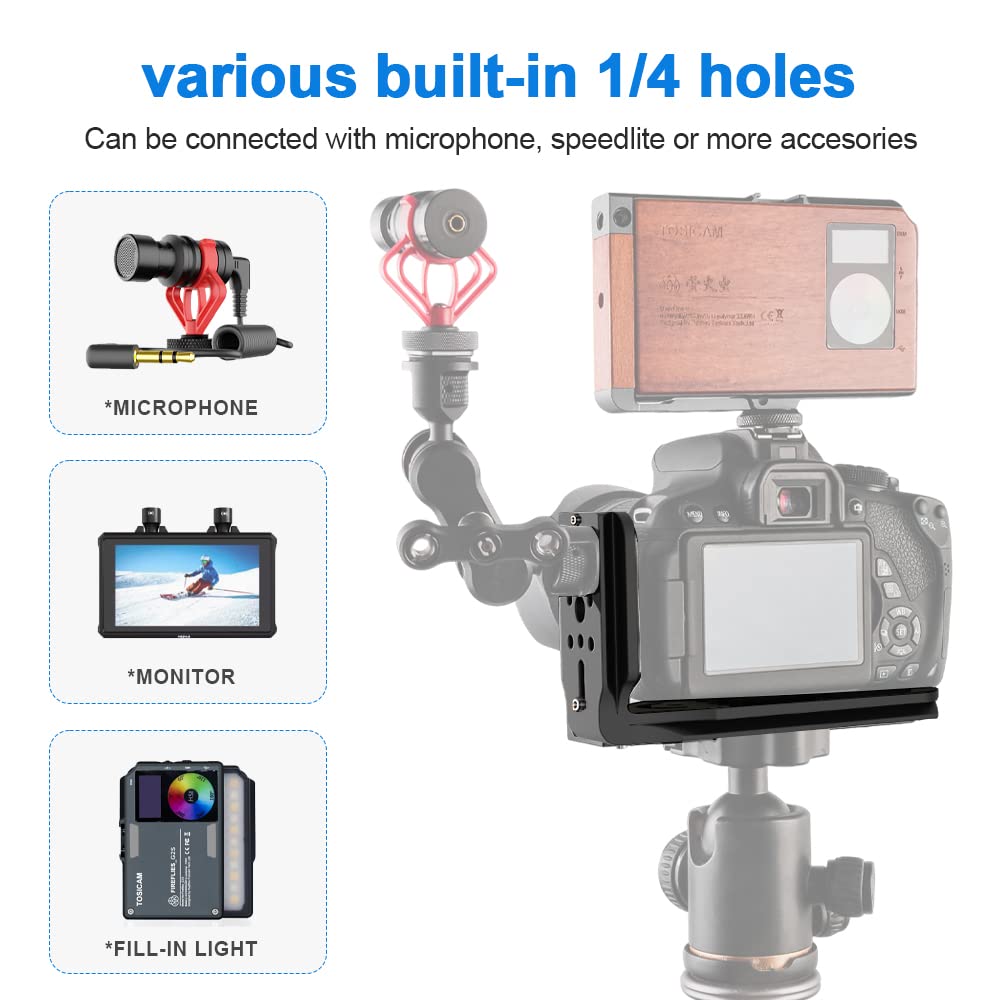 (Real Single One) Dslr Camera L Bracket Quick Release Plate Vertical Horizontal Switching Tripod Compatible With Canon Nikon Son