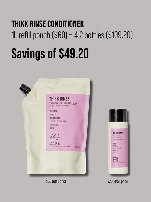 AG Care Thikk Rinse Volumizing Conditioner, Volumize and Nourish Hair - Exclusive Regenerative Complex, 33.8 Fl Oz