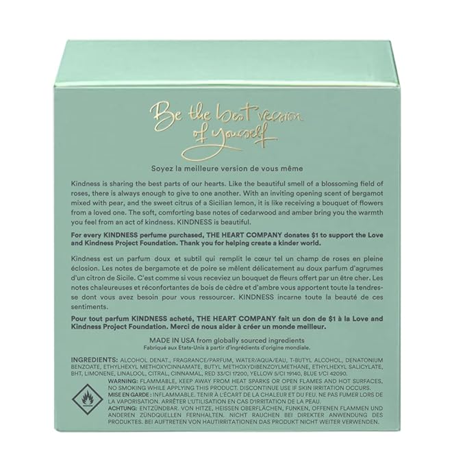 THE HEART COMPANY KINDNESS in a bottle | Fresh Perfume for women | Vegan Women's Eau de Parfum | Unisex Fragrance 75ml - 2.5 fl oz.
