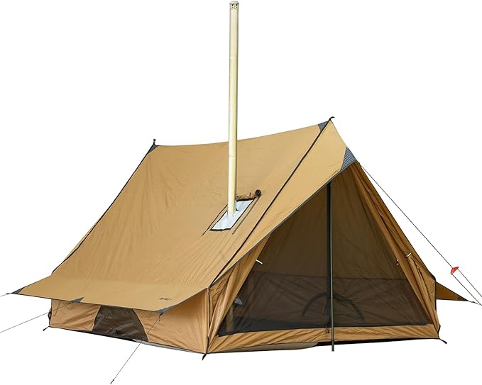 POMOLY Camping Hot Tent Cabin Tent, Chalet 70 Series Portable Wall Tents with Stove Jack and Two Poles for 2-3 Person Hiki...