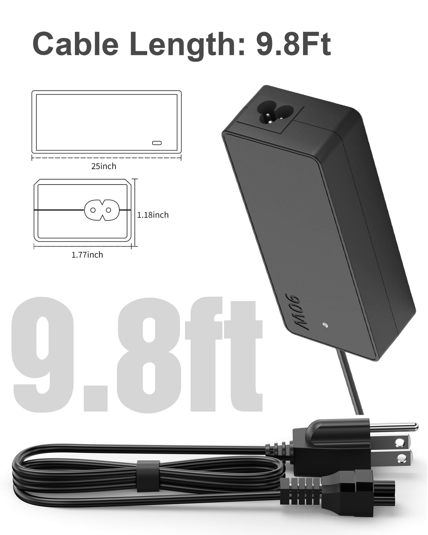 VHBW 90W AC Adapter Compatible with Resmed Airsense 10 S10 AirCurve 10 Series CPAP and BiPAP Machine, 24V 3.75A 370001 CPAP Power Cord Compatible with Resmed Airsense 10 Power Cord