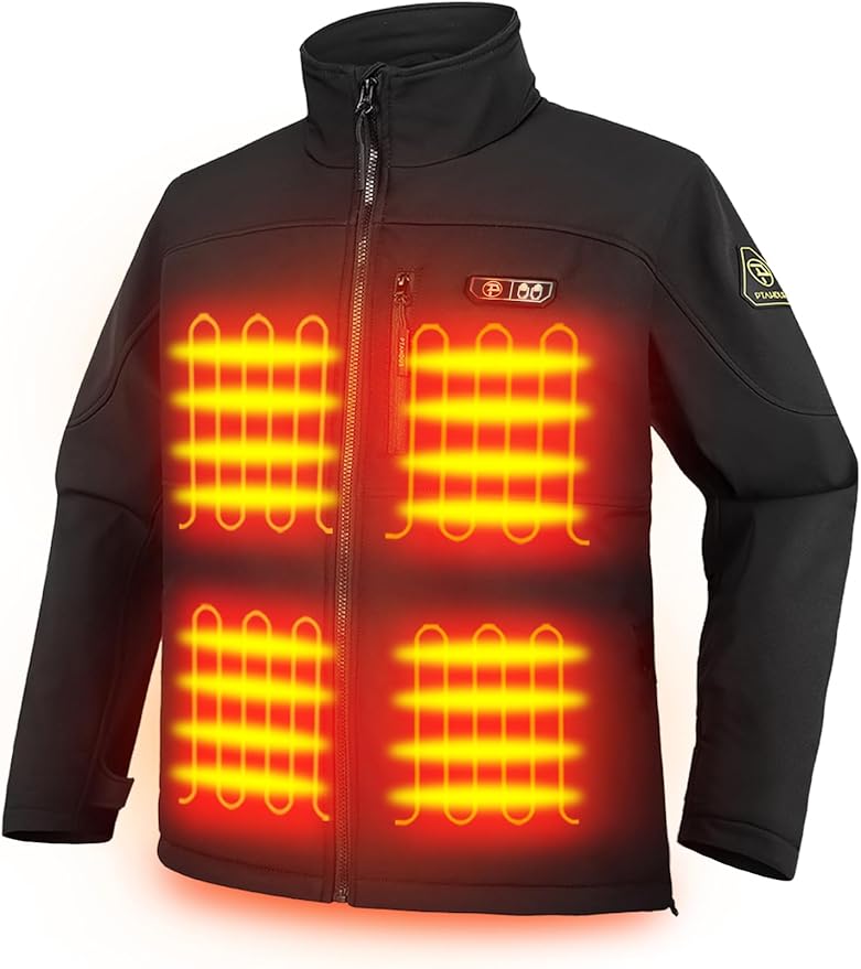 PTAHDUS Men's Heated Jackets 5 Heat Zones Battery Pack Included, with Hand Warmer Pocket