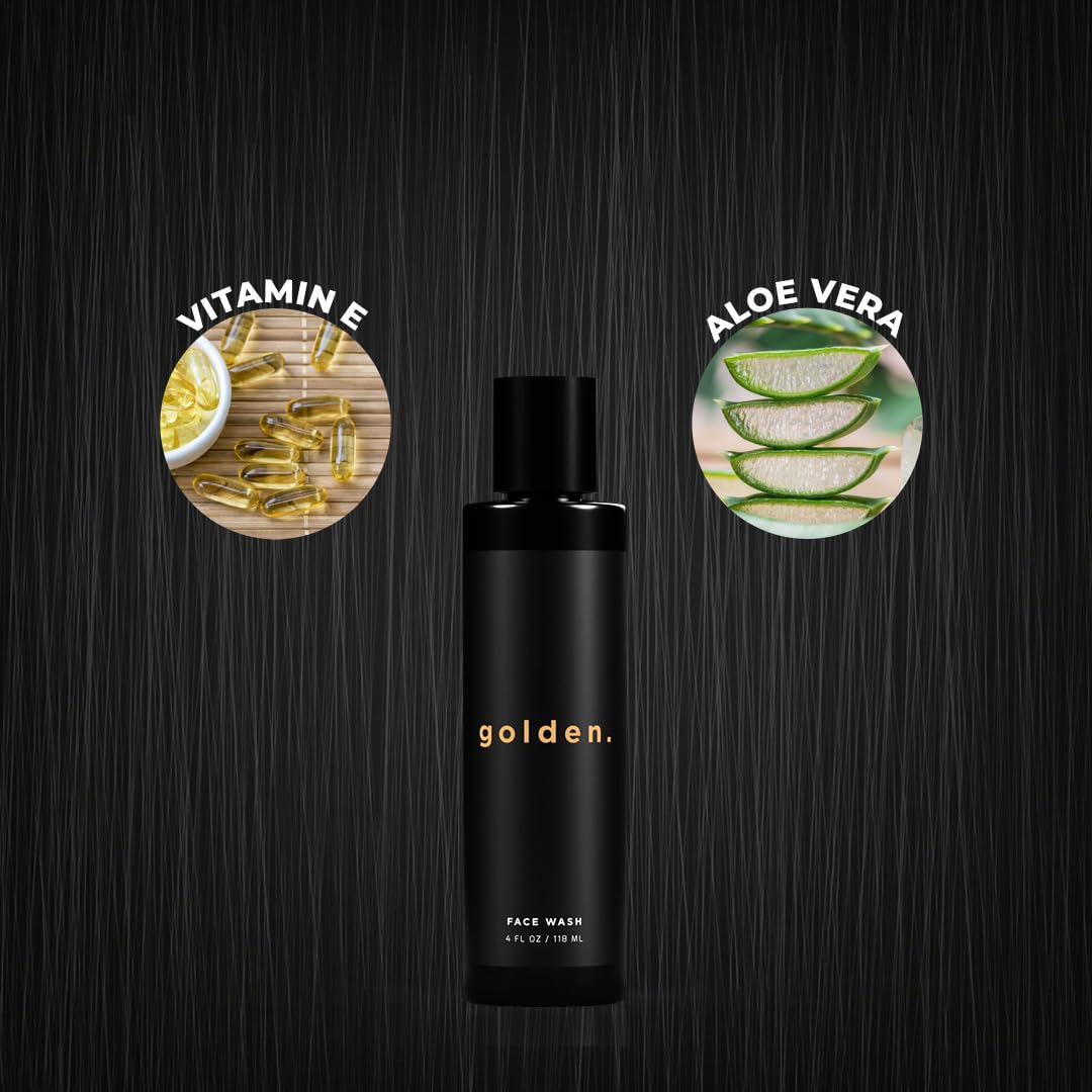Golden Grooming Co. Men's Face Wash | Aloe Vera & Vitamin E | Natural Facial Cleanser for Sensitive & Oily Skin | Deep Cleansing
