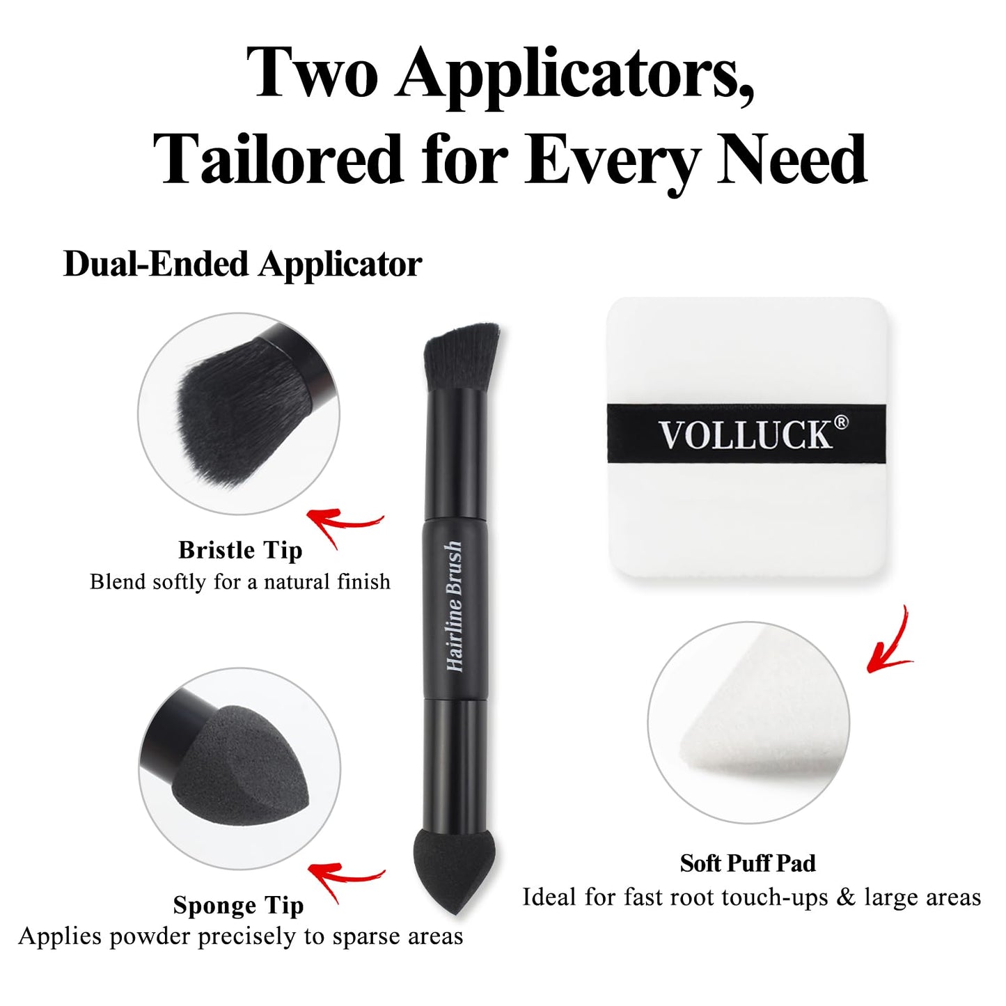 VOLLUCK Root Touch up Powder, Long-lasting Gray Hair Cover up Powder for All Hair Types, Waterproof for Women and Men (Dark-Brow