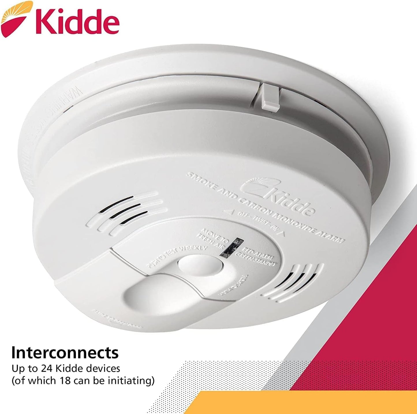 Kidde Hardwired Smoke & Carbon Monoxide Detector, Battery Backup, Interconnectable, LED Warning Light Indicators, 4 Pack