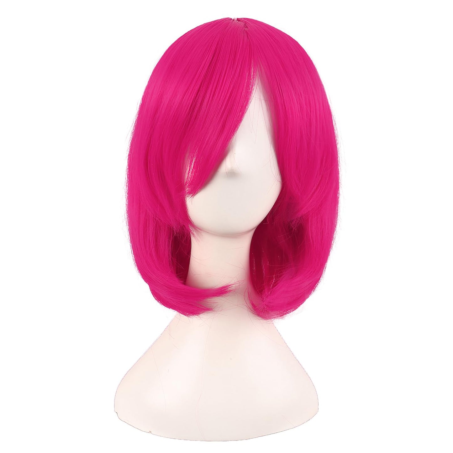 MapofBeauty 14 Inch /35 cm Female Models Medium Length Straight Hair Cosplay Bob Wig (Hot Pink)