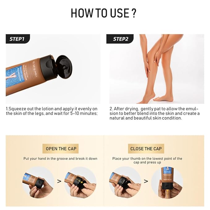 2Pcs Leg Effect Waterproof Makeup, Long-Lasting, Natural Leg Coverage, Body Foundation to Cover Vein, Tattoo and Flaw (03#Bronze, 2Pcs)