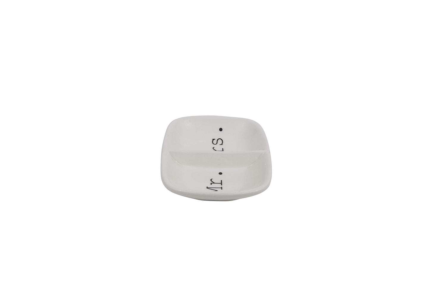 Creative Co-Op Ceramic 2 Section Mr. & Mrs. Dish