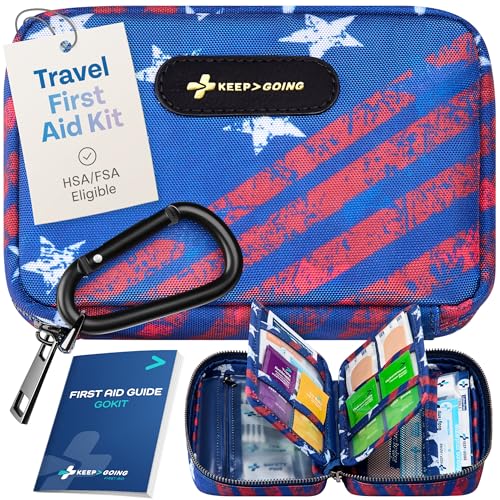 Keep Going Travel First Aid Kit Bundle of 2 Kits, First Aid Kit for Car, Home, Dorm, & Boat with Latex-Free Bandages – Tra...