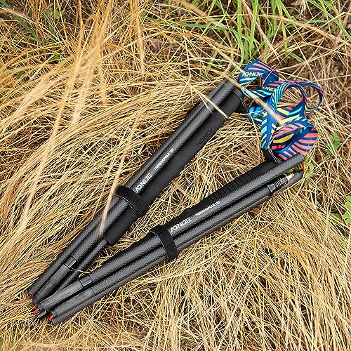 Carbon Fiber Trekking Poles Collapsible Ultralight M Walking or Hiking Sticks with EVA Grips and Drawstring Quick Lock for...