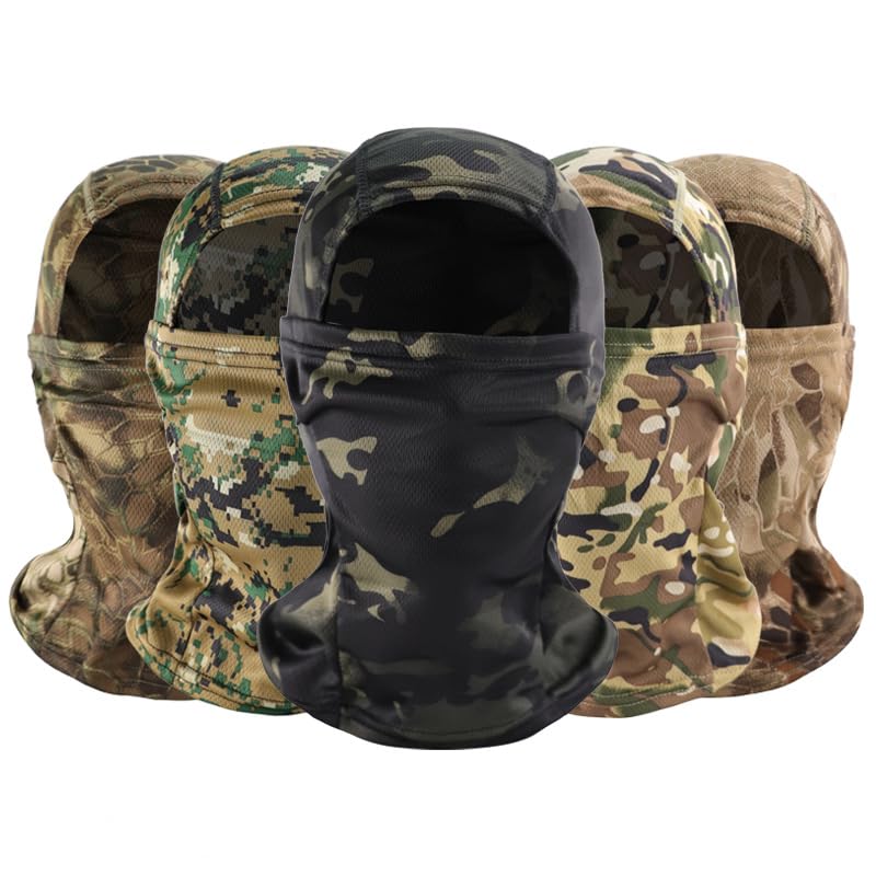 Camouflage Neck Gaiter Cycling Mask Ski Mask for Men Women Sunscreen Headgear Face Mesh for Outdoor Sports Hiking Biking