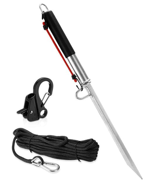 Venussar 39'' Sand Spike Boat Anchor Pole, with Stainless Steel Boat Anchor Hook and Boat Anchor Line 50ft, for Shallow Water Shore, Beach, Sandbar
