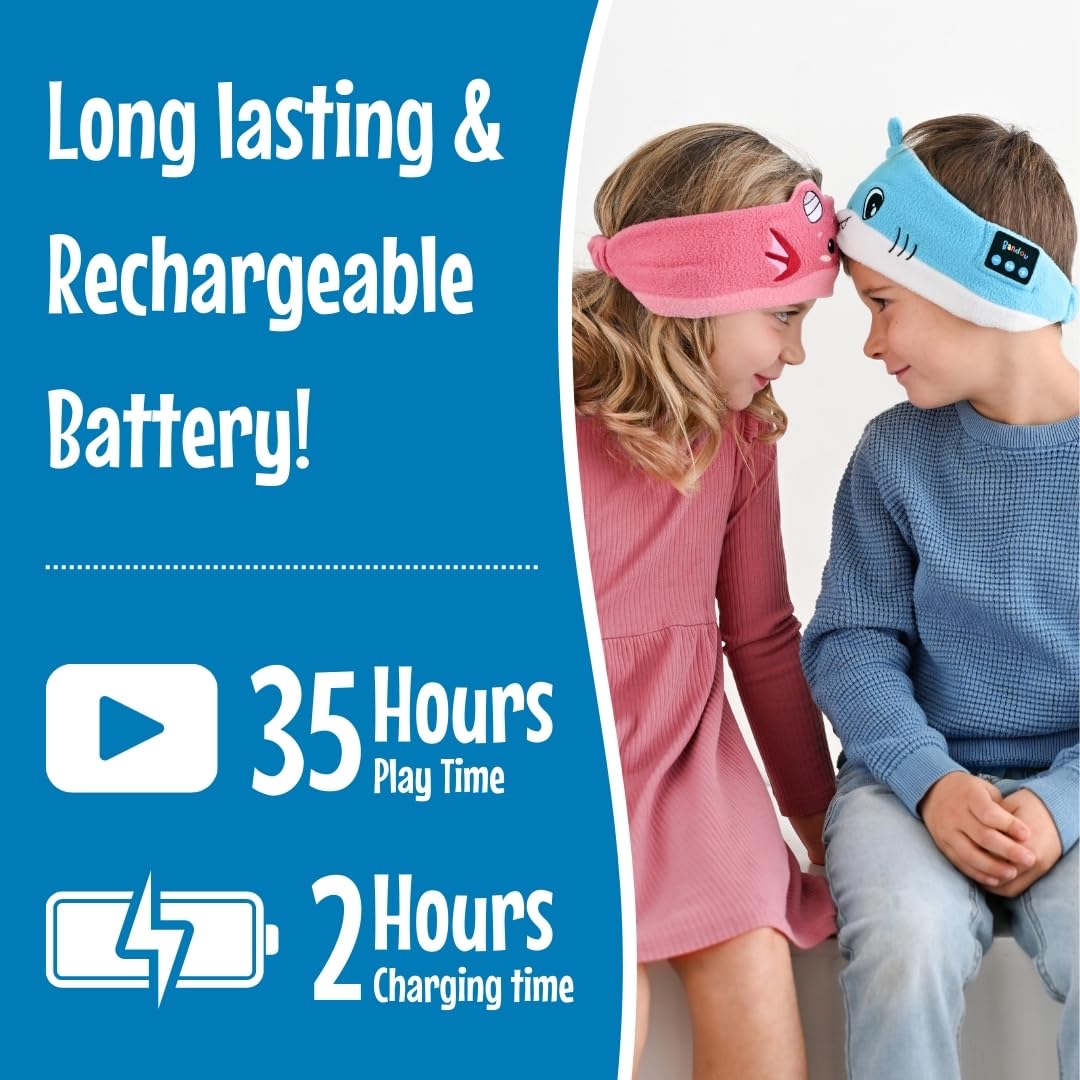 Bandou - Original Toddler & Kids Headphones - Bluetooth Wireless & Wired Headband - Comfortable Fit - Safe Volume Limited - Adjustable for Travel, Learning, and Sleep (Sparkle The Unicorn)