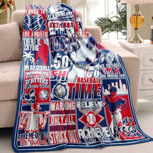 Blanket for Los Angeles, Baseball Gifts for Men, Fans Coach Gifts Blue Team Color Sports Stuff 60"x50" Blanket Throws
