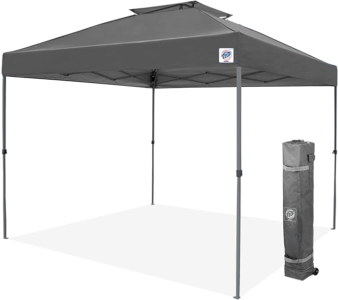 E-Z UP Patriot ONE-UP Technology Vented Shelter, 10' x 10', Steel Grey