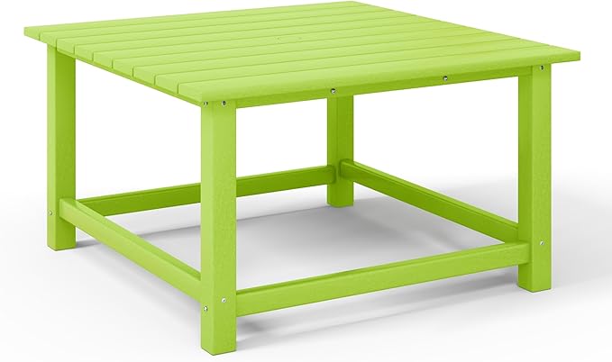 Costaelm Patio Conversation Set, 5 Piece Balcony Furniture, Small Patio Firepit Furniture Outdoor Adirondack Square Coffee Table and Chair for Backyard Lawn Porch Pool Garden, Lime