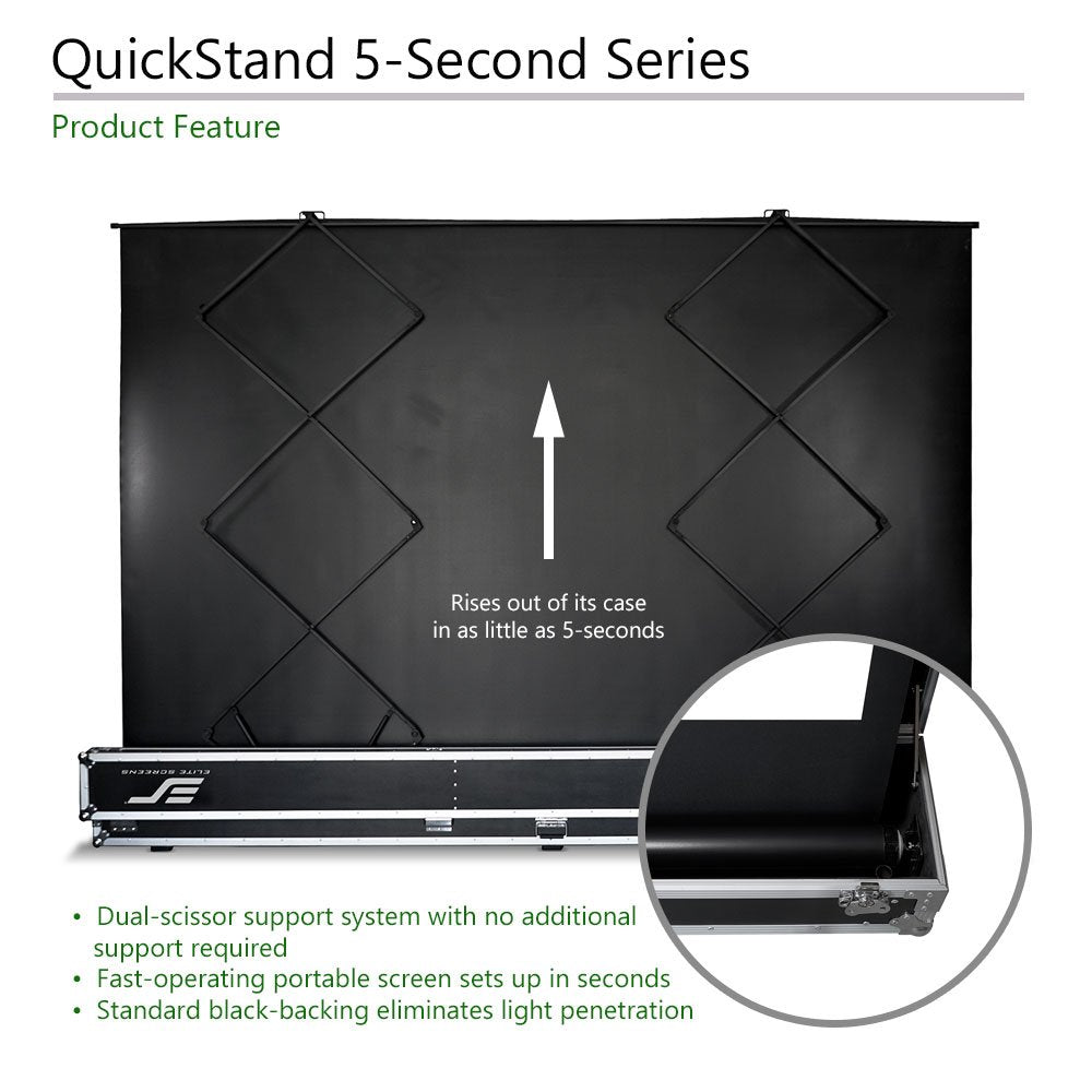 Elite Screens QuickStand 5-Second Series, 150-INCH 16:9, Manual Pull Up Projector Screen, Movie Home Theater 8K / 4K Ultra HD 3D Ready, 2-YEAR WARRANTY, QS150HD