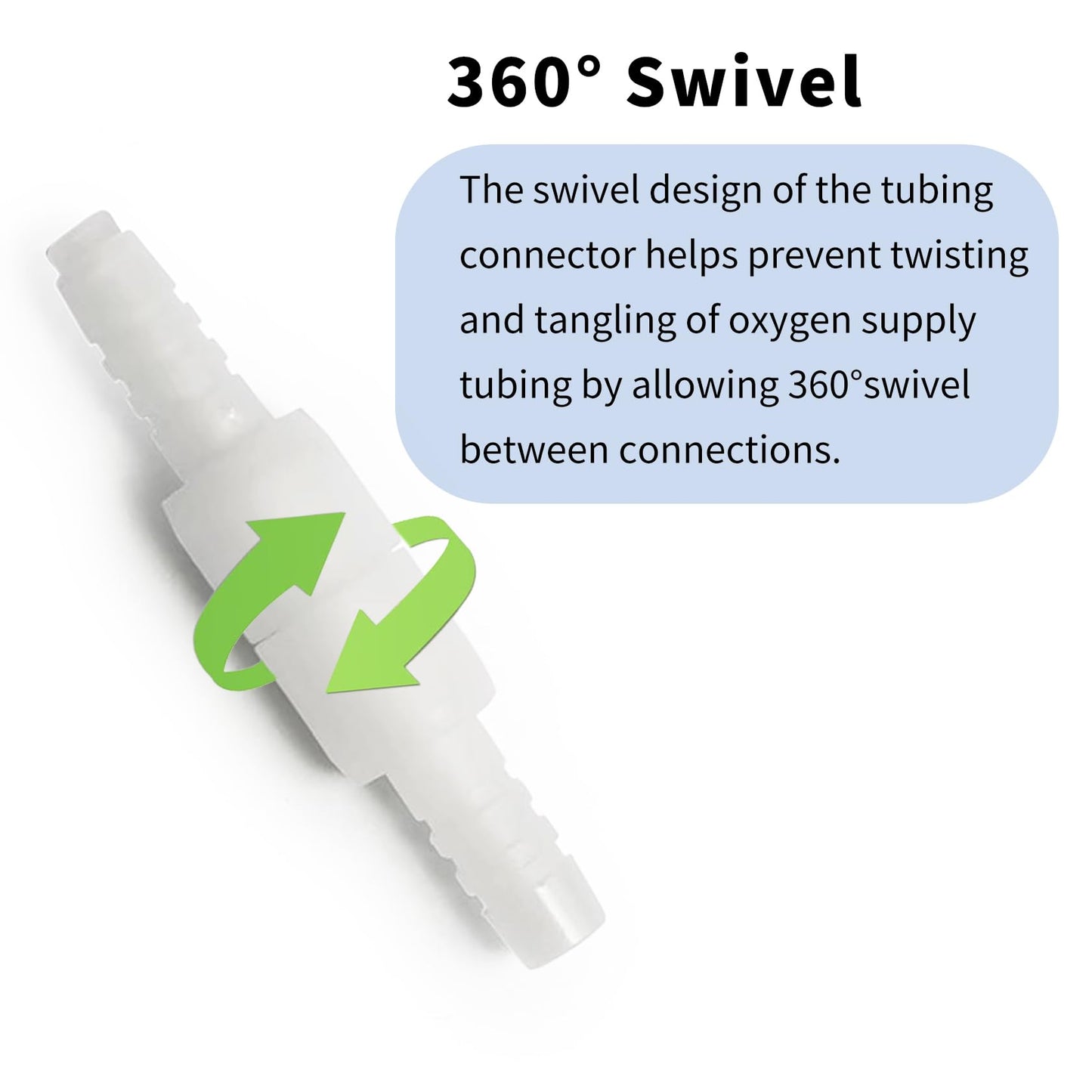 12 feet Retractable Oxygen Tubing for Oxygen, with 360°Swivel Connector and Clip