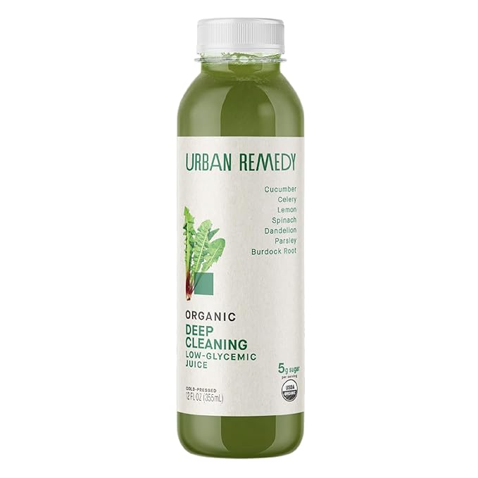 Urban Remedy Organic Deep Cleaning Juice, Cold-Pressed, 12 fl oz, Detoxifying Green Juice with Burdock Root & Dandelion Gr...