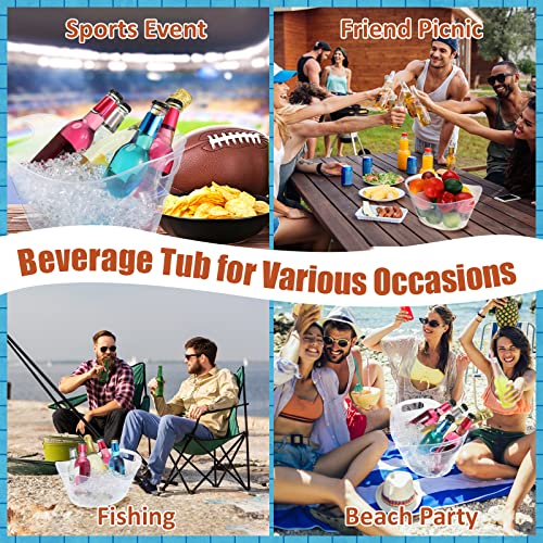 Norme 24 Pcs Oval Storage Tub with Handles 4.5L Plastic Ice Bucket, Wine, Beer, Champagne Drink Cooler for Parties, Bevera...