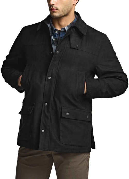 CQR Men's Flannel Shirt Jacket Long Sleeve, Winter Warm Outdoor Casual Plaid Jacket Coat with Pockets, Suede Huntsman Night Sky, Medium
