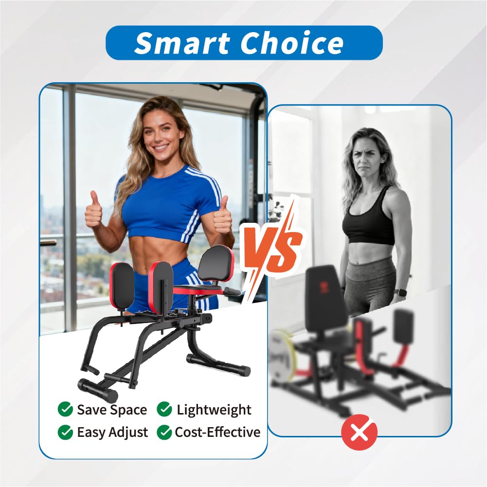 2-in-1 Hip Abductor and Adductor Machine, Inner and Outer Thigh Exercise Equipment, Leg Workout Machine for Home Gym (Red)