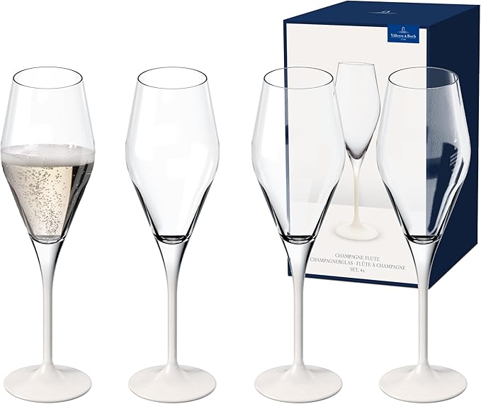 Villeroy & Boch - Manufacture Rock Blanc Champagne Flute Set, 4 pcs. Set of Drinking Glasses for Champagne and Sparkling W...