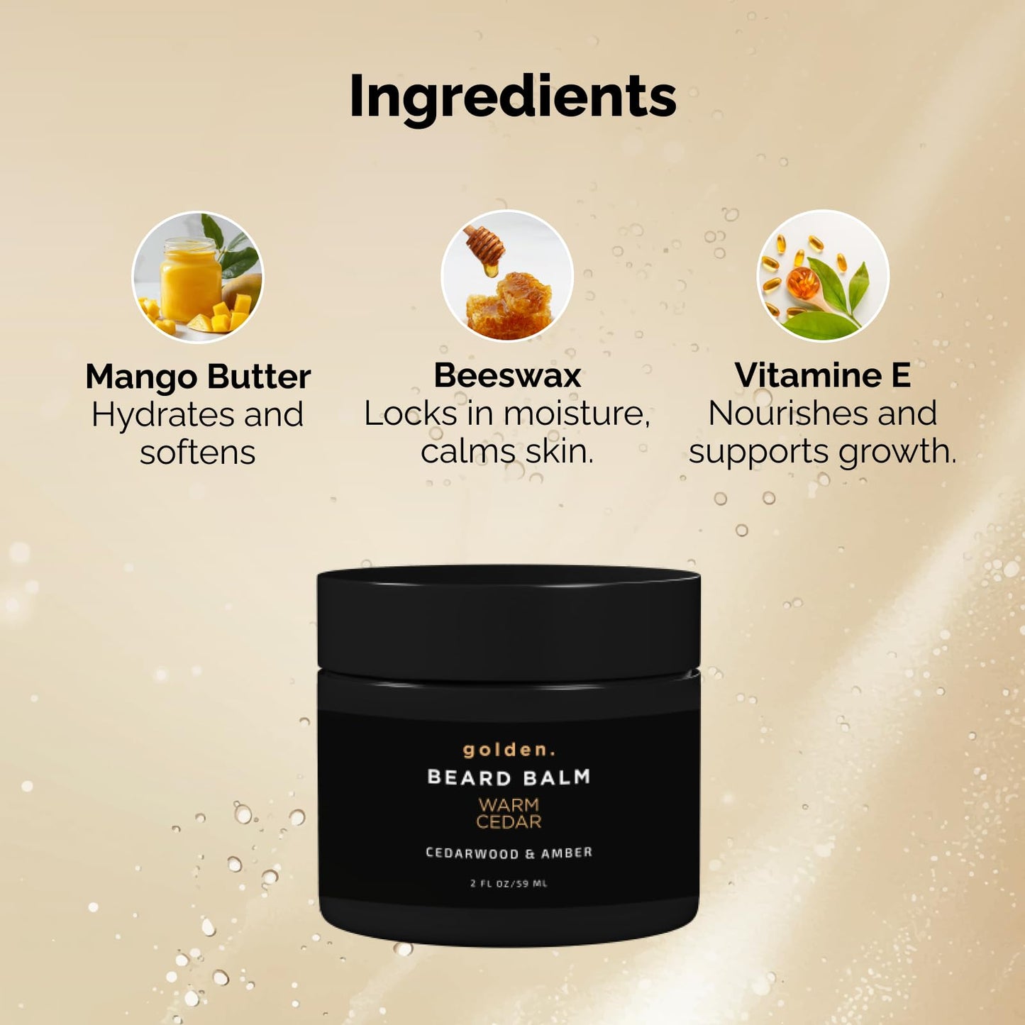 Golden Grooming Beard Balm | Unique Masculine Scent | Shea Butter for Beard Growth | Tames, Moisturizes & Styles - Warm Cedar, 2