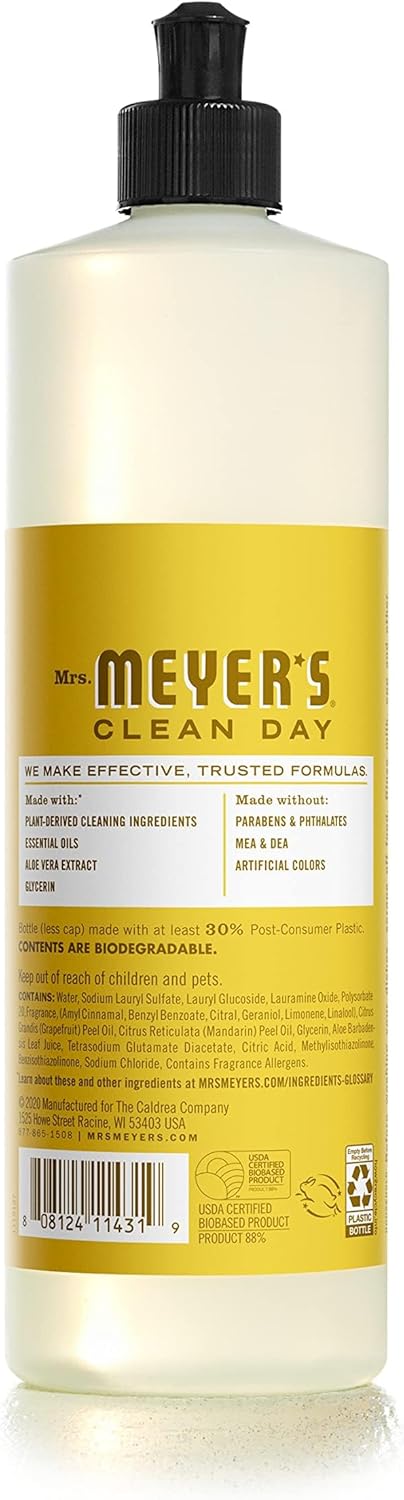 Mrs. MEYER'S CLEAN DAY Liquid Dish Soap Daisy, 16 Fl Oz (Pack of 6)