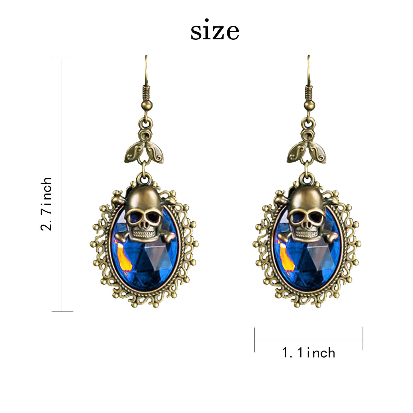 FUNOJOY Halloween Costumes Accessories Set for Women - Githic Skull Collar Necklace Bracelet,Vampire Masquerade Steampunk Victorian Lolita Lace Choker Jewelry Halloween Cosplay Party Supplies (blue)