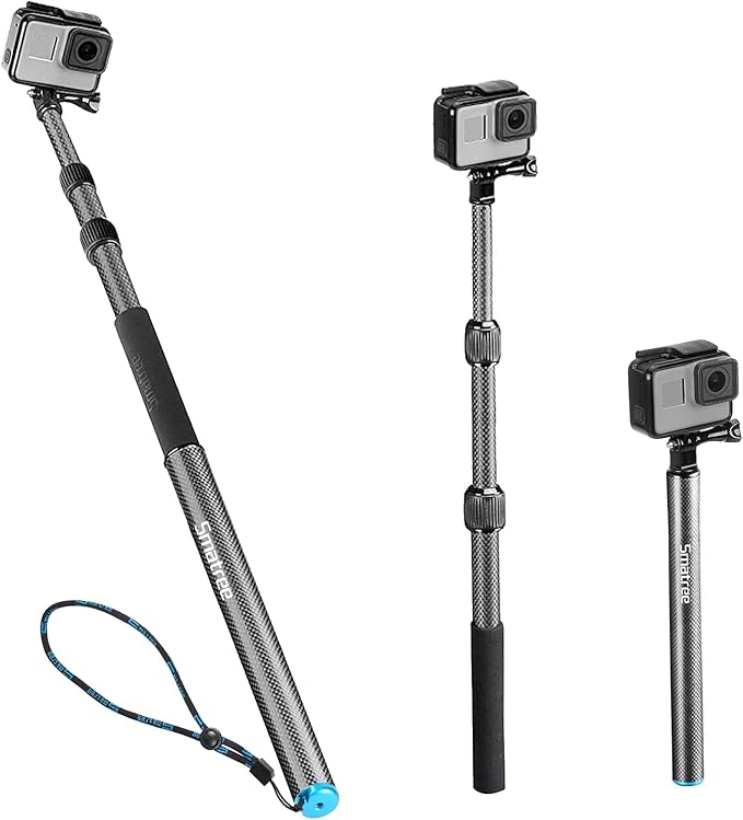 Smatree Carbon Fiber Detachable Extendable Floating Pole Selfie Stick Compatible for GoPro Hero 13/12/11/10/9/8/7/6/5/4/3 ...
