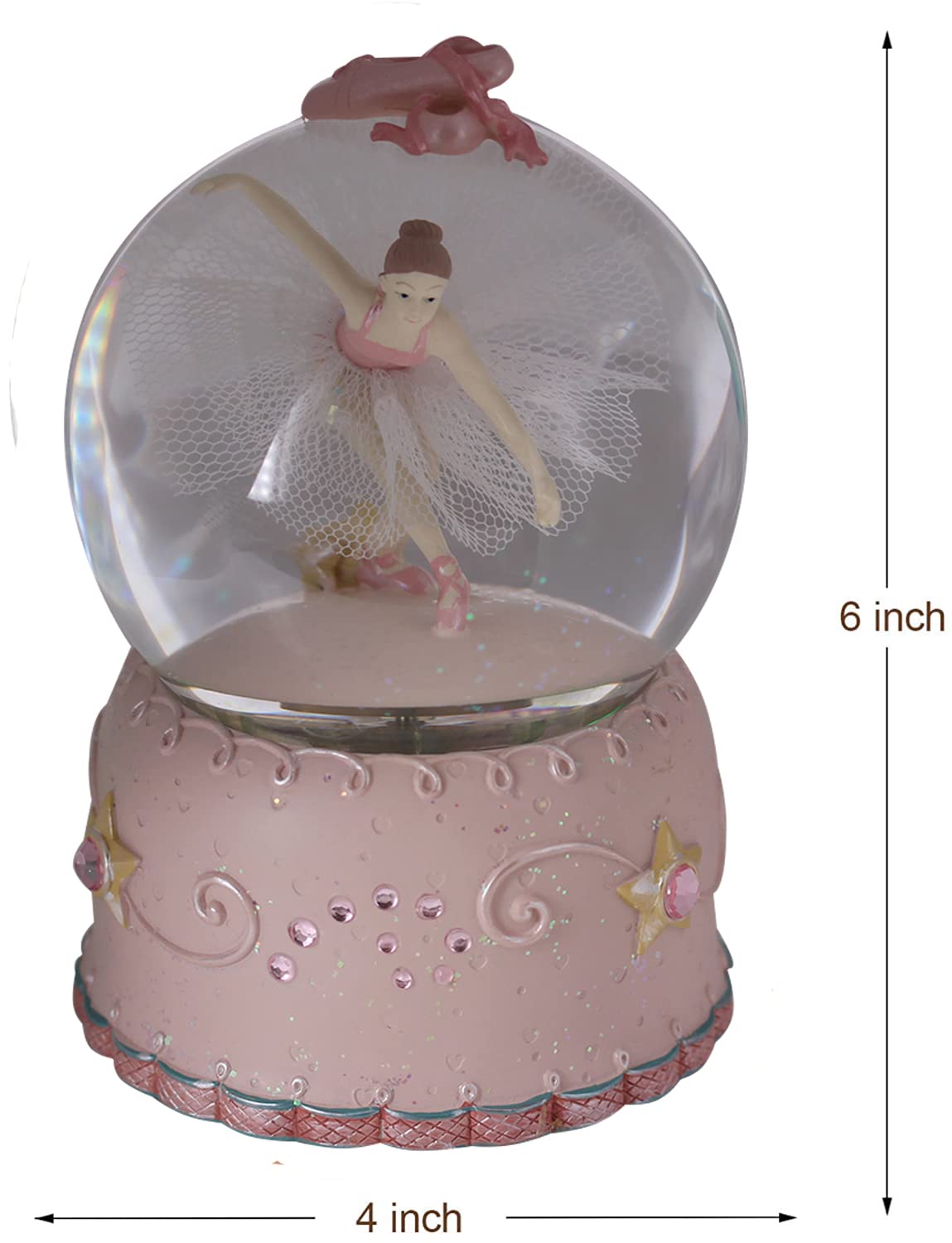 Singeek Swan Lake Music Box Ballerina Color Changing Lights Handpainted Dancing Ballerina Snow Globe Ballet Recital Gifts for Girls, Daughter, Granddaughter