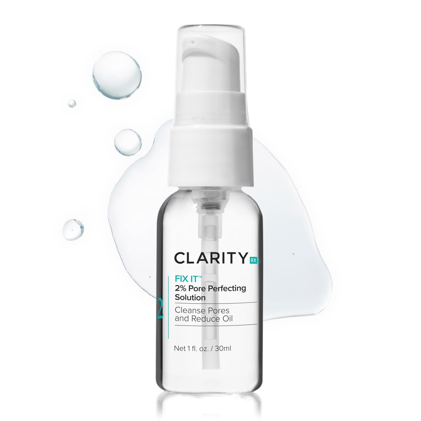 ClarityRx Fix It 2% Salicylic Acid Pore Perfecting Solution, Natural Plant-Based Treatment for Acne-Prone & Oily Skin (1 oz.)