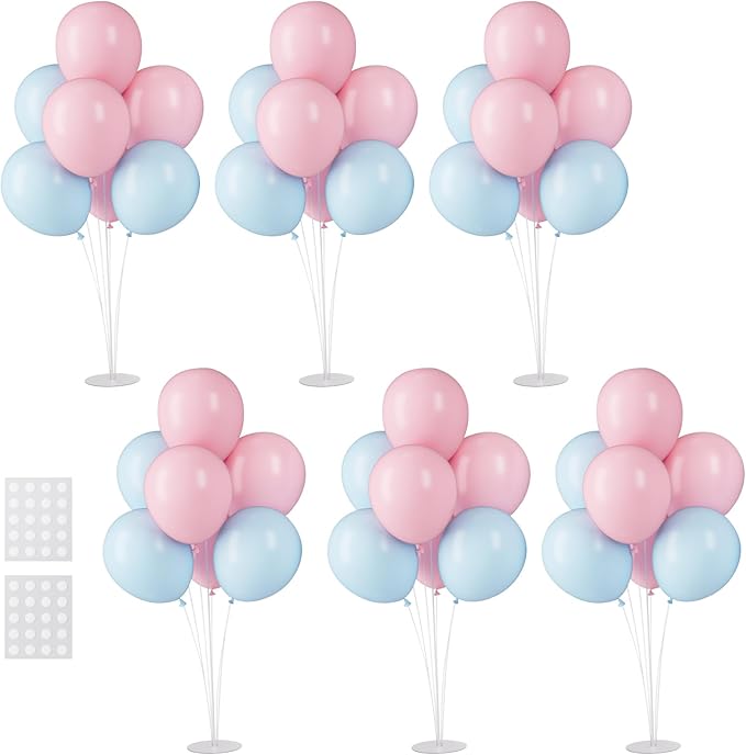Voircoloria 6 Sets Balloon Stand Kits, Balloon Sticks with Base for Table Centerpieces Graduation Birthday Baby Shower Gen...
