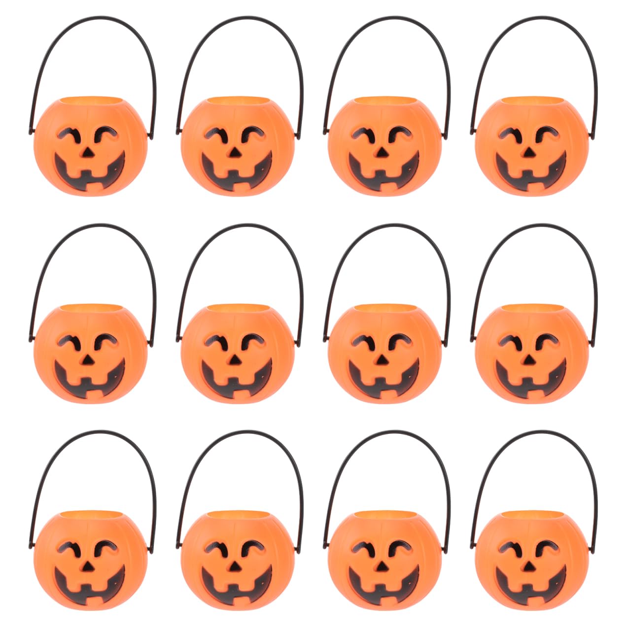 Cabilock 36pcs Halloween Mini Pumpkin Bucket, Plastic Trick Treat Candy Holder for Kids Halloween Party Supplies, Smiling Eyes Pumpkin Pail for Candy Storage and Decorations